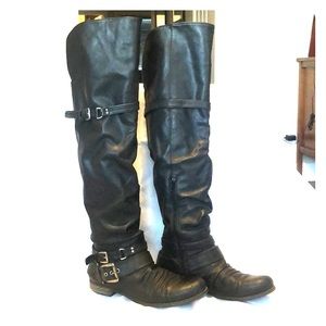 Black over the knee boots, Size 8